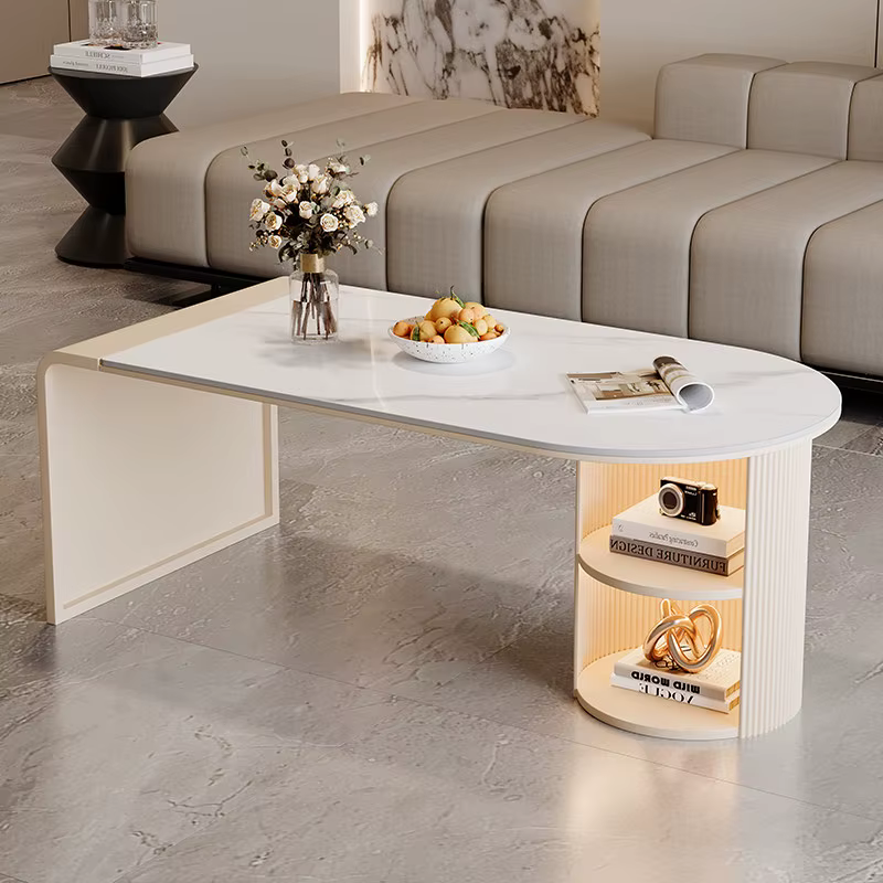 Table basse en marbre pour salon, table d'appoint irrégulière en travertin, tables basses artistique