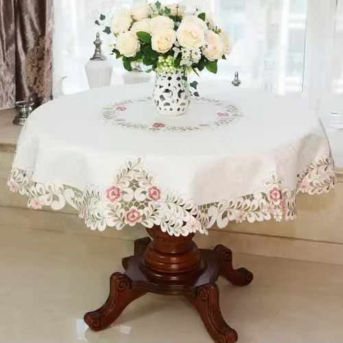 Nouvelle nappe en dentelle, nappe ronde pastorale, nappes de table à manger, couvre-table brodé pour