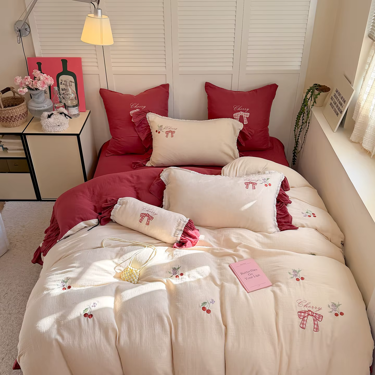 Parure de lit en gaze double épaisseur 100 % coton à motif dessin animé, taille Queen, douce et resp