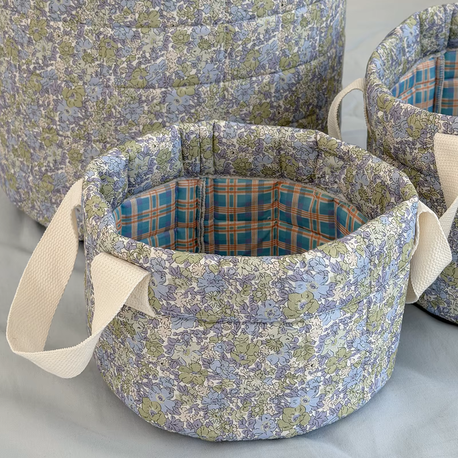 Panier de rangement à motif floral pour femmes, paniers à linge en coton, paniers de rangement pliab