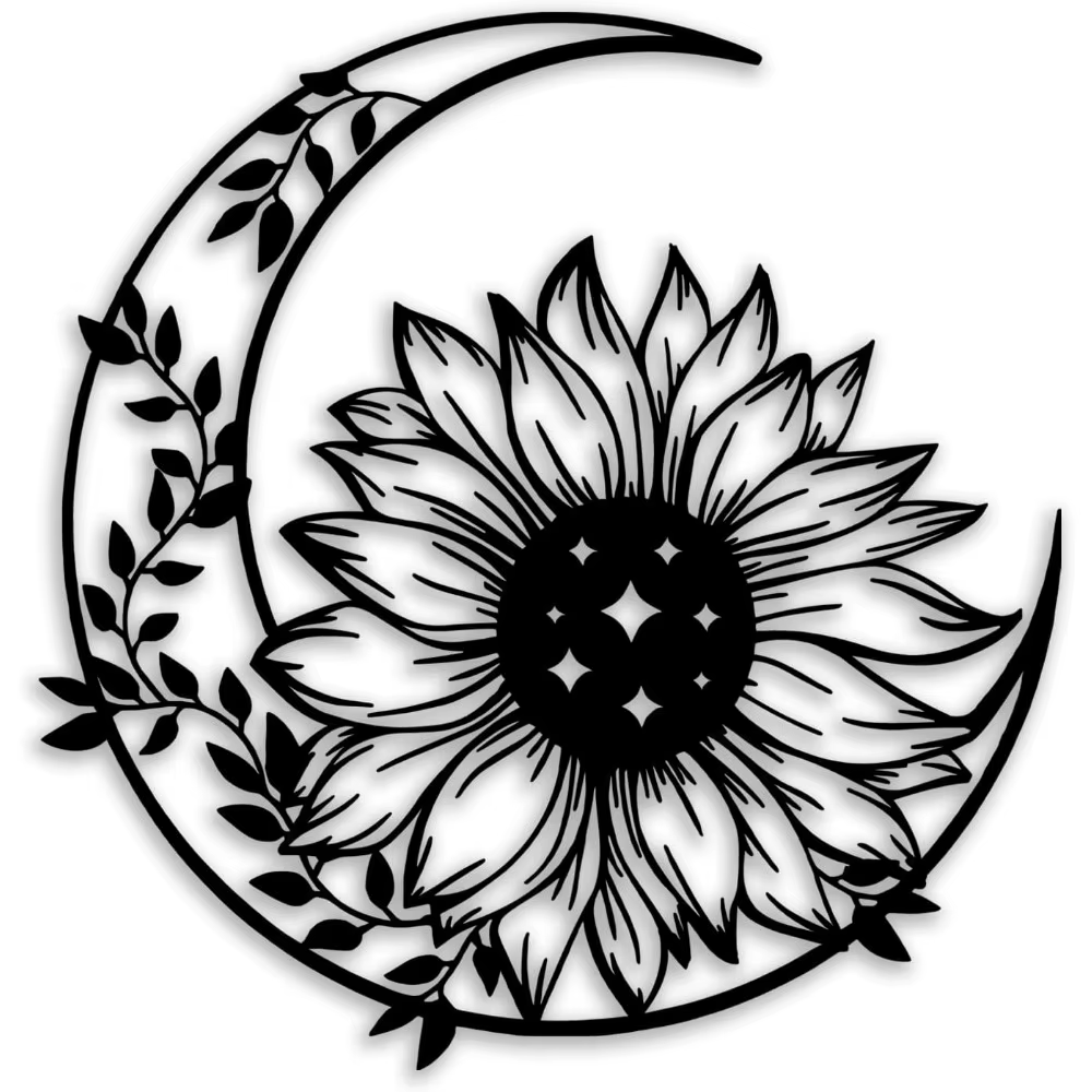 Décoration murale en métal Sunflower Moon, décoration de style farmhouse pour salon, chambre à couch