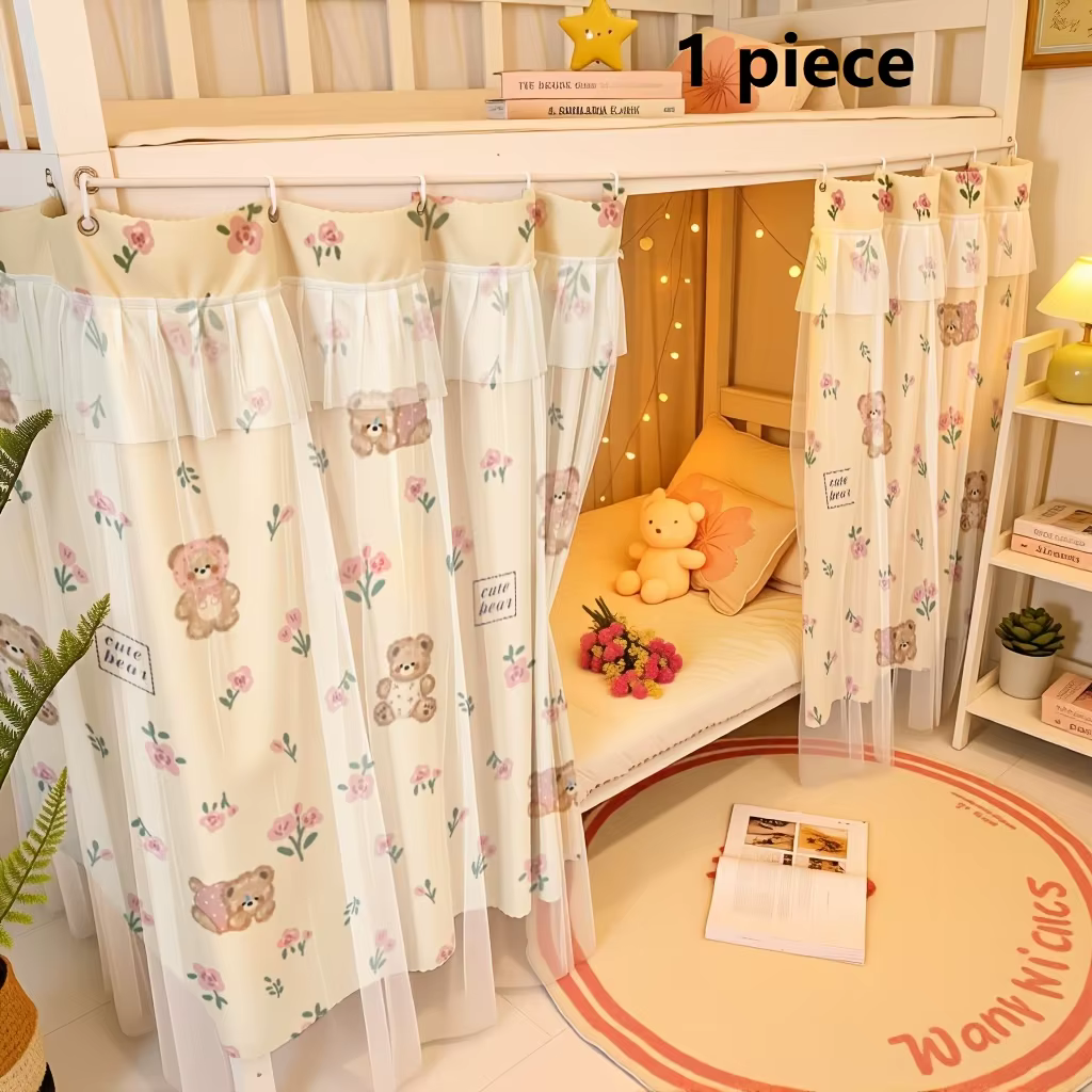 Une rideau de lit double couche avec tissu en maille et filet, rideau d'intimité, style princesse - 