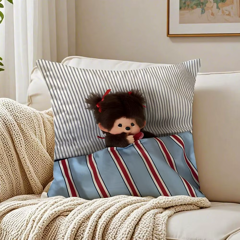 Housse de coussin M=Monchhichi anti-acariens pour canapé de salon, décoration de chambre
