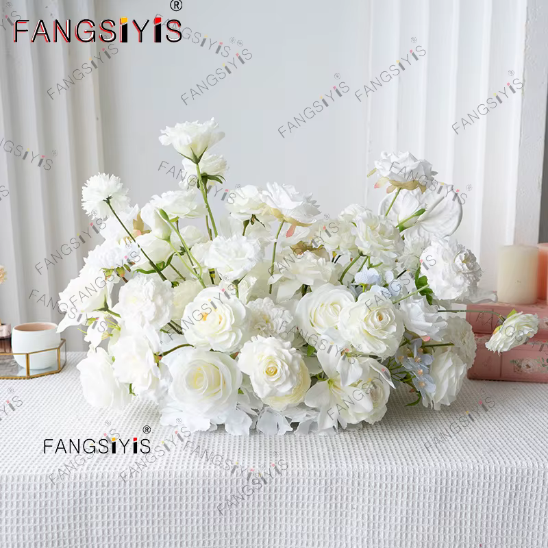 Décoration florale de luxe pour allée, rangée de fleurs roses et orchidées, arrangement floral pour 