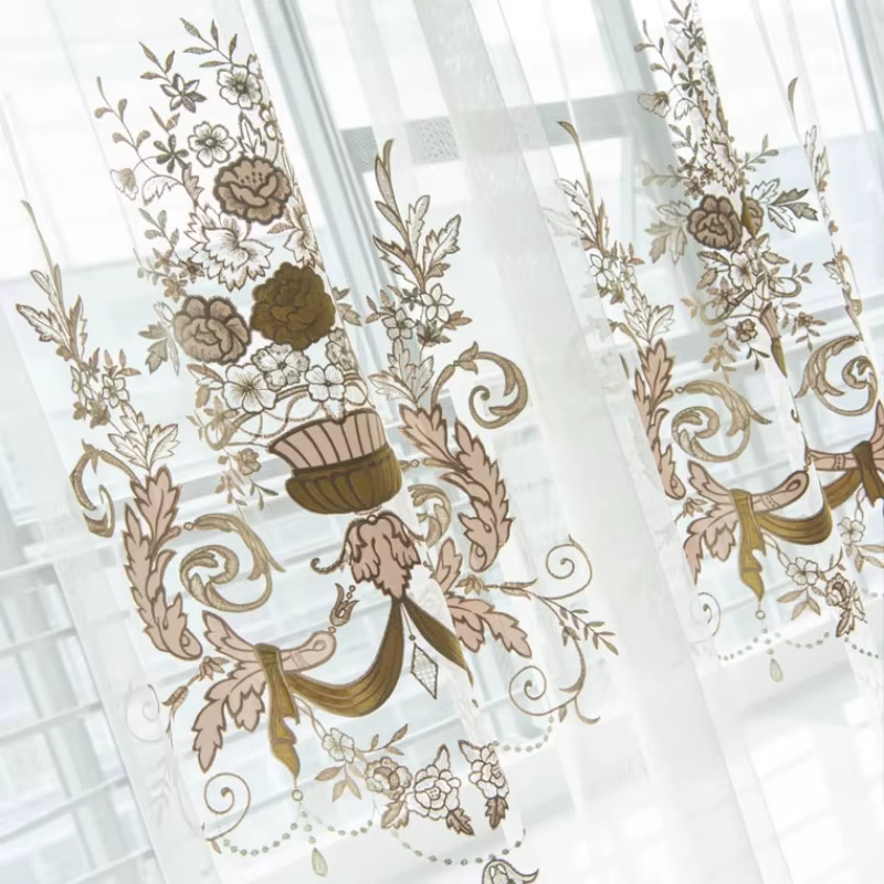 Rideaux brodés européens de luxe, pour salon, chambre à coucher, tissu en velours français, fenêtre 