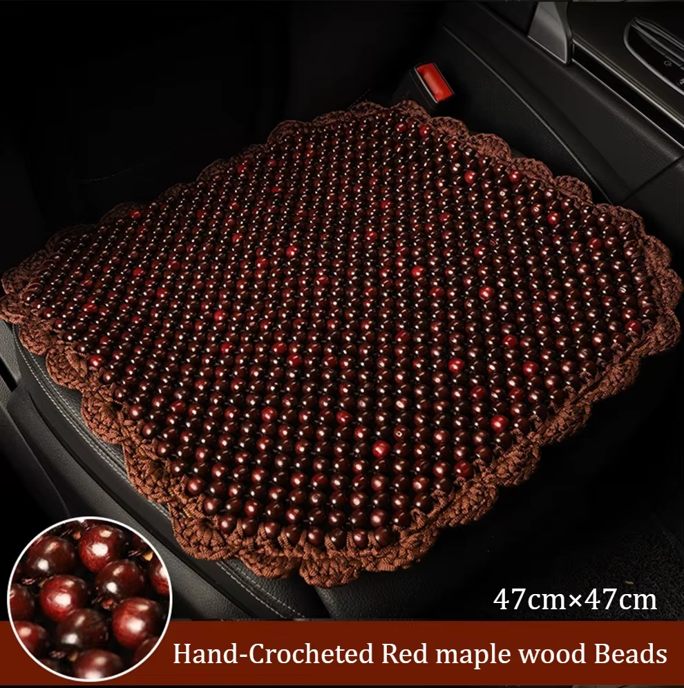 Coussin de massage en perles de bois naturelles, crocheté à la main, respirant et rafraîchissant, an