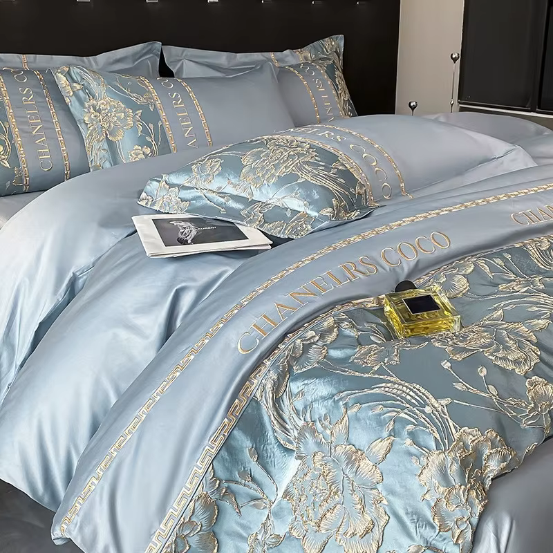 Parure de lit européenne haut de gamme, ensemble de quatre pièces en coton de luxe, housse de couett