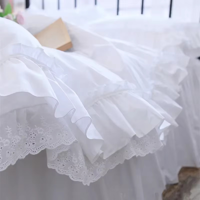 Housse de couette romantique en dentelle à volants, taille Queen, unie, pour la maison, housse de co