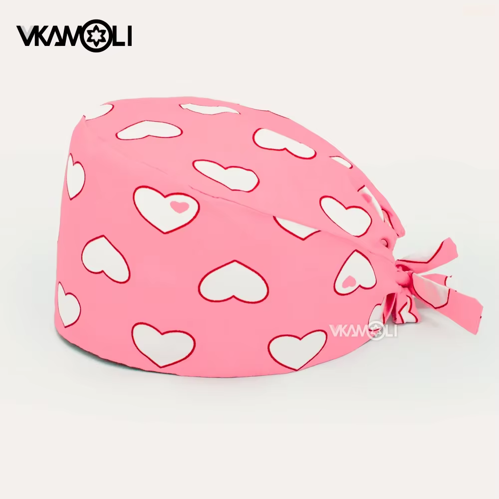 Chapeau de Salon de beauté vétérinaire pour animaux de compagnie, série d'impression d'amour rose, c