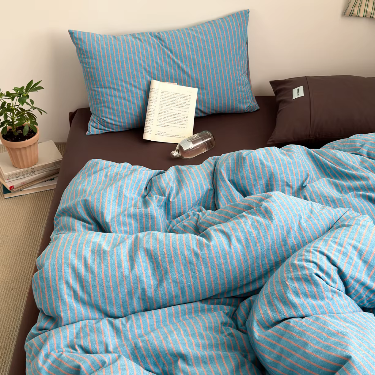 100% coton rayé housse de couette ensemble simple/Queen/King taille housse de couette 220x240 coton 