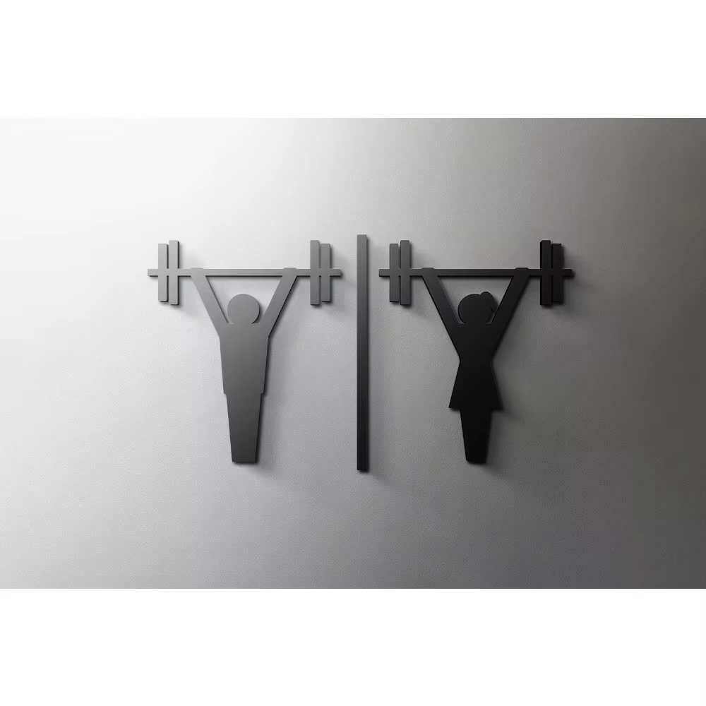 Panneau de signalisation pour salle de sport homme et femme - Panneau de porte de toilettes en acryl