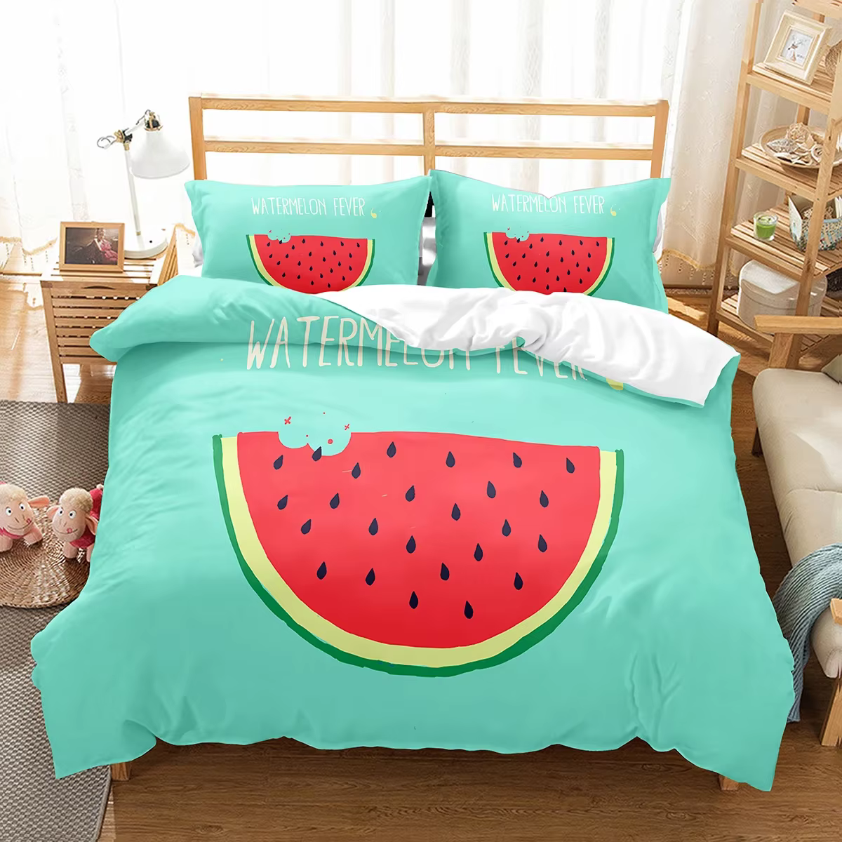 Ensemble de housse de couette pastèque, thème d'été, motif de Fruits frais, housse de couette pour e