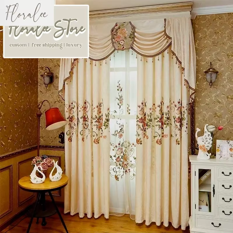 Rideaux de luxe de Style européen pour salon et chambre à coucher, cantonnière en tissu transparent 