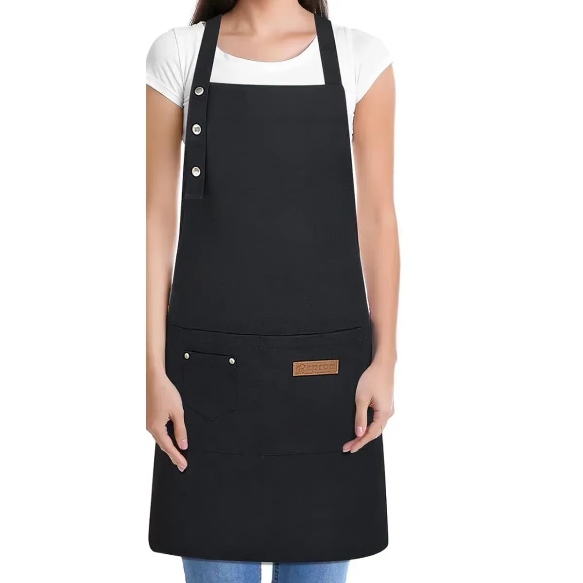 Tablier réglable en toile avec Logo personnalisé, avec poche, pour cuisine, Bar, boutique, cafés, be