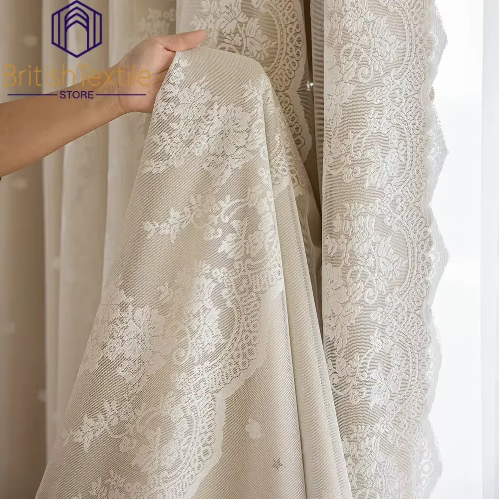 Rideaux en dentelle pour salon chambre à coucher, écran de fenêtre étoile creuse intégré, français r
