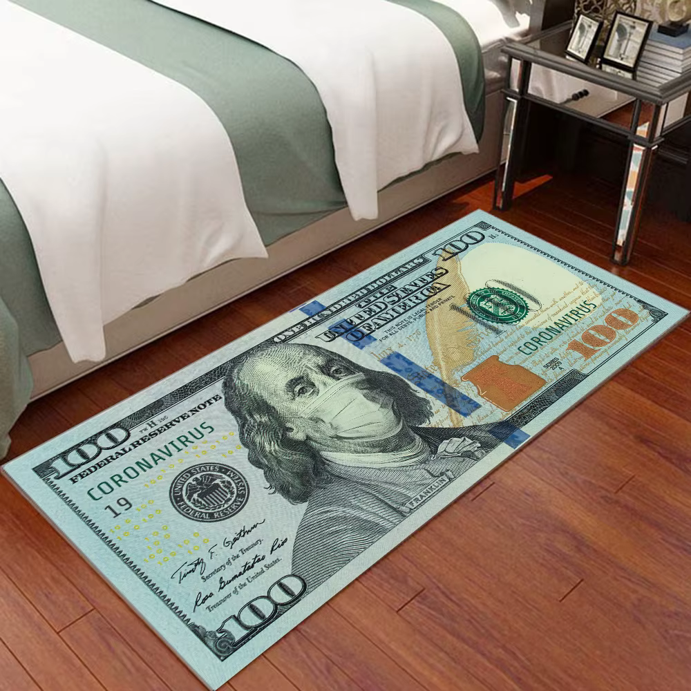 Tapis à motif d'argent en dollars pour la décoration intérieure, tapis de sol de salon, tapis de cui
