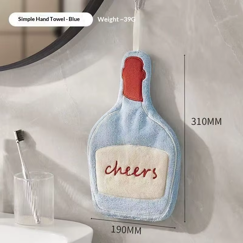 Serviette à main en bouteille de dessin animé Double couche, séchage rapide épais, conception suspen