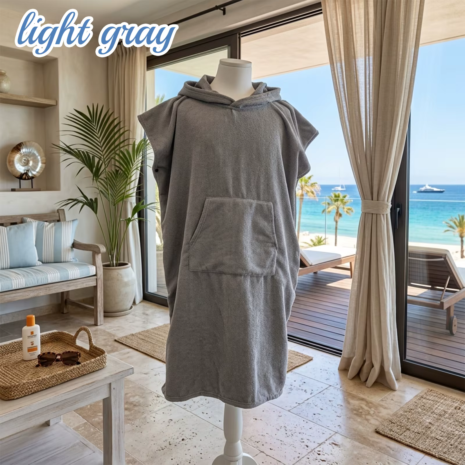 Poncho de surf, serviette poncho, serviette à séchage rapide, poncho à capuche, robe de plage en mic
