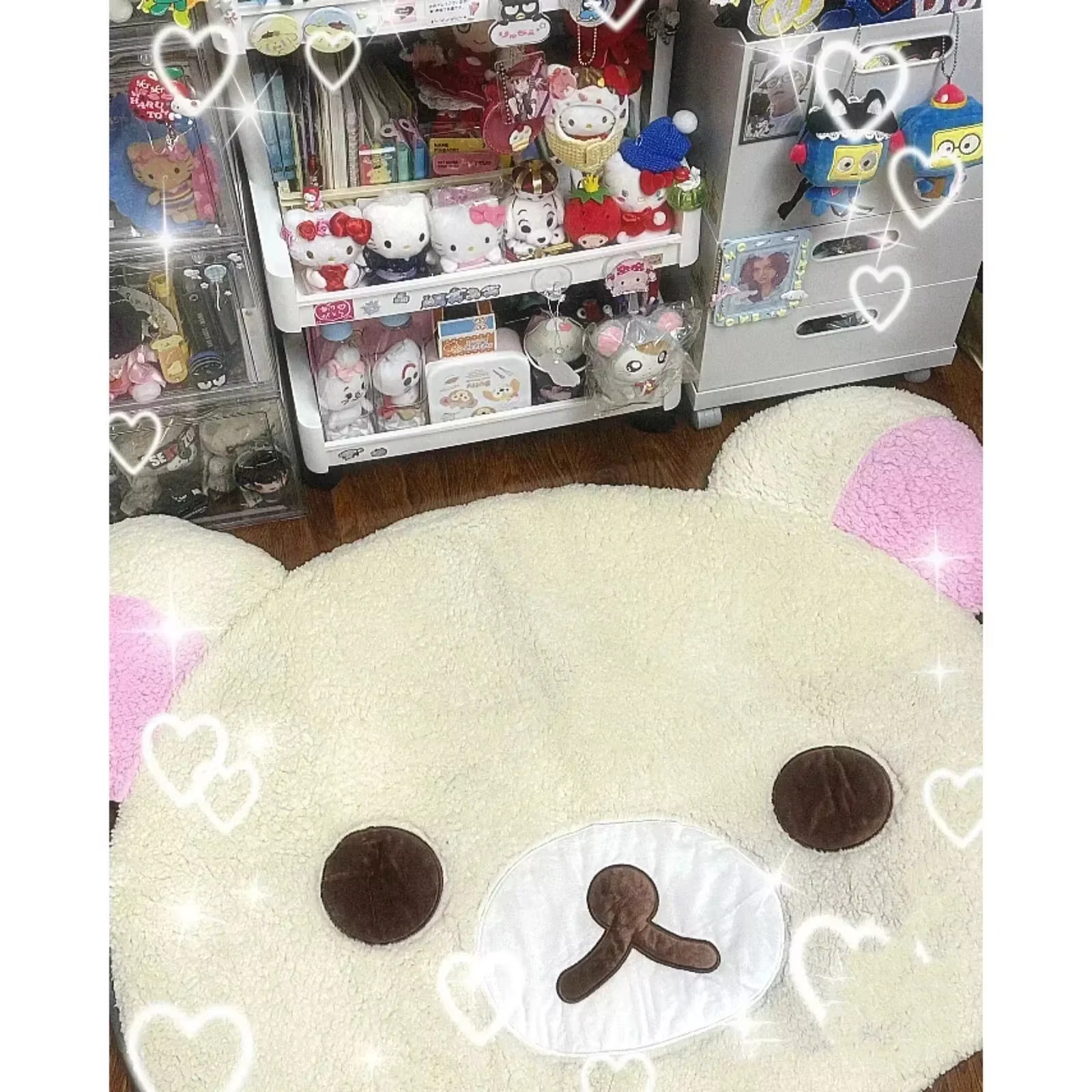 Rilakkuma tapis de sol en peluche doux dessin animé mignon coréen tapis de chevet confortable chambr