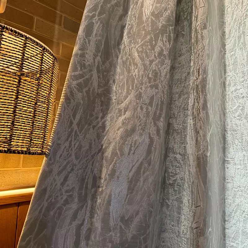 Ins Style Light Rideau de luxe pour salon et chambre à coucher, Jacquard végétal, Rideaux de fenêtre