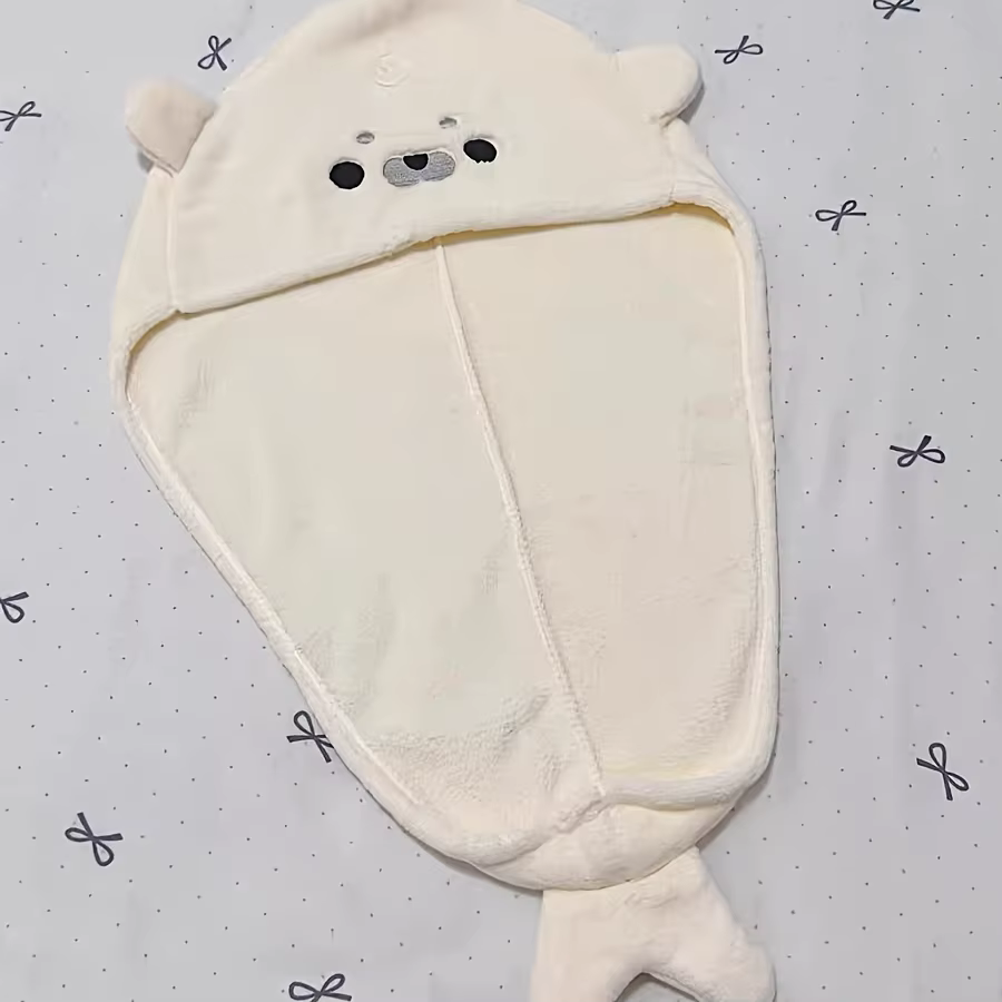 Adorable bonnet de séchage pour cheveux en forme de phoque, serviette en polaire corail très absorba