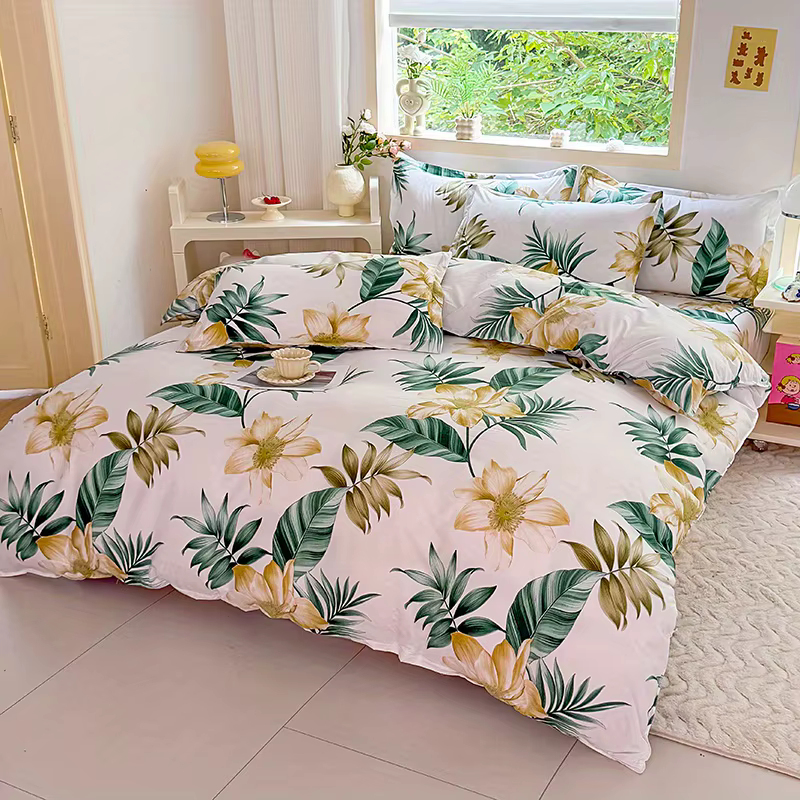 Ensemble de housse de couette 3 pièces avec 2 taies d'oreiller, polyester respirant, lavable en mach