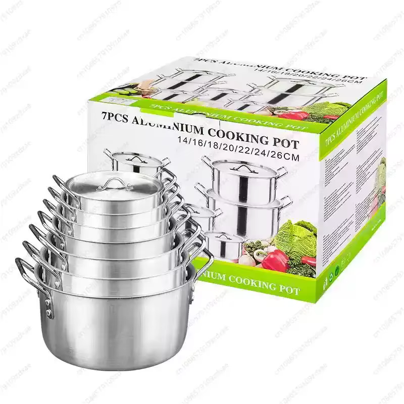 Batterie de cuisine en fonte d'aluminium, ensemble de 7 casseroles antiadhésives, ustensiles de cuis