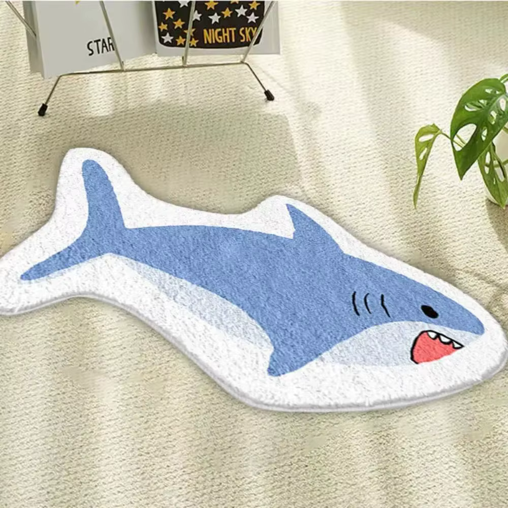 VIKAMA dessin animé requin Imitation cachemire tapis doux chambre d'enfants chevet tapis salon tapis