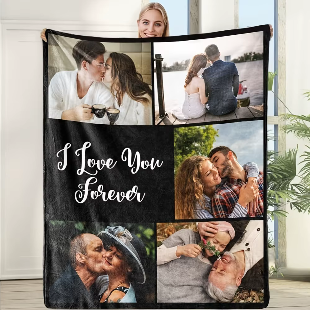 Couverture personnalisée avec photos, 1 pièce, en tissu flanelle doux, adaptée aux cadeaux pour peti