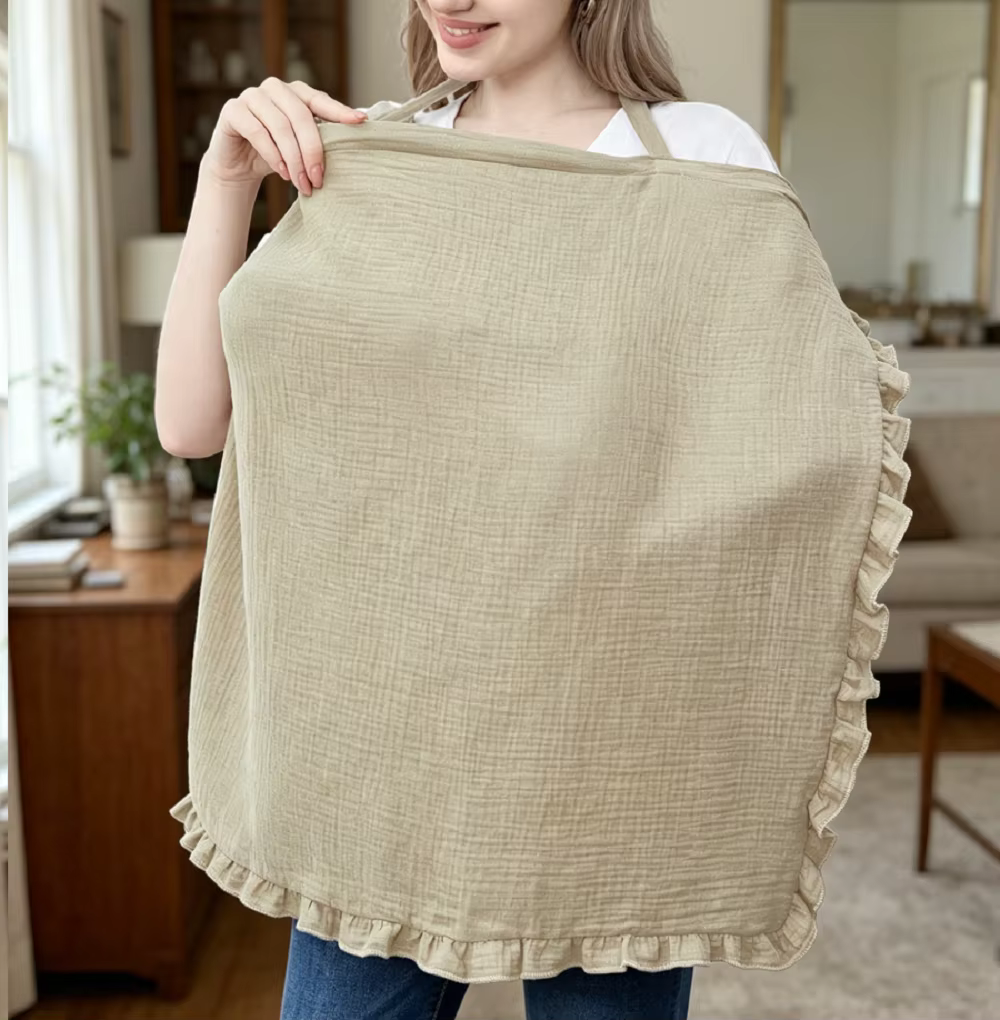 Couverture d'allaitement en pur coton doux et confortable, respectueuse de la peau, avec garniture e