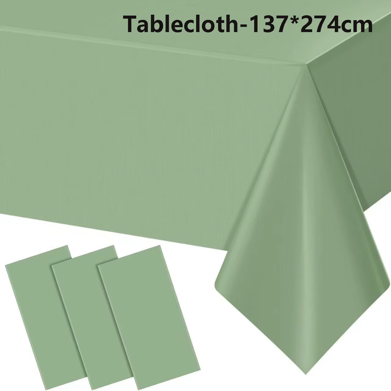 Nappe jetable vert sauge pour tables rectangulaires, imperméable, nappe vert sauge pour fête individ