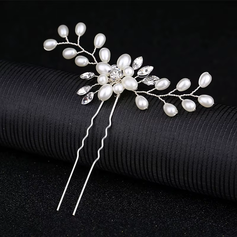 Accessoires pour cheveux de demoiselle d'honneur, pince à cheveux en cristal perle fleur, Style Flor