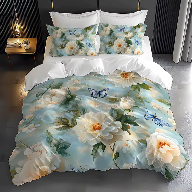 Ensemble de literie à fleurs, housse de couette imprimée en 3D, doux, simple, Double, Queen Size, dé