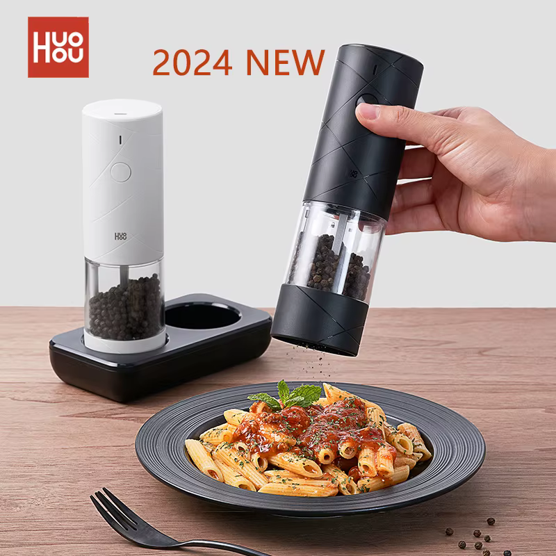 Huohou – broyeur électrique au poivre, assaisonnements, épices, moulin à grains, salière, lumière LE