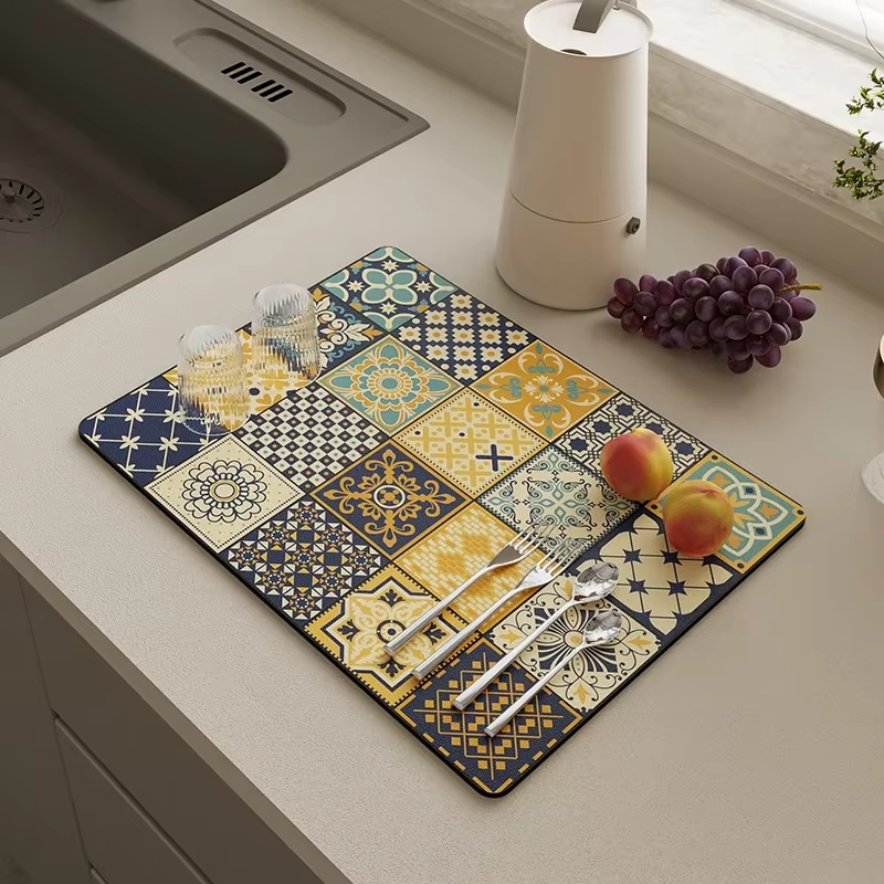 Tapis de cuisine tapis de vidange absorbant tapis de séchage de vaisselle tapis antidérapant évier d