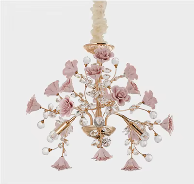 Lustres en cristal à LED de chambre à coucher de luxe, décoration de rose moderne, éclairage de lust