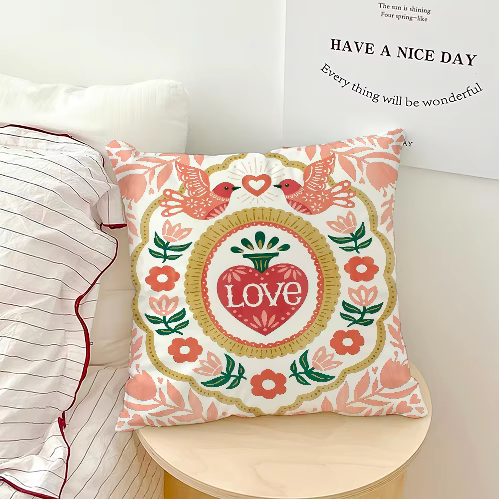 Housse de coussin à motif floral tendance, taie d'oreiller confortable et douce pour canapé, salon, 