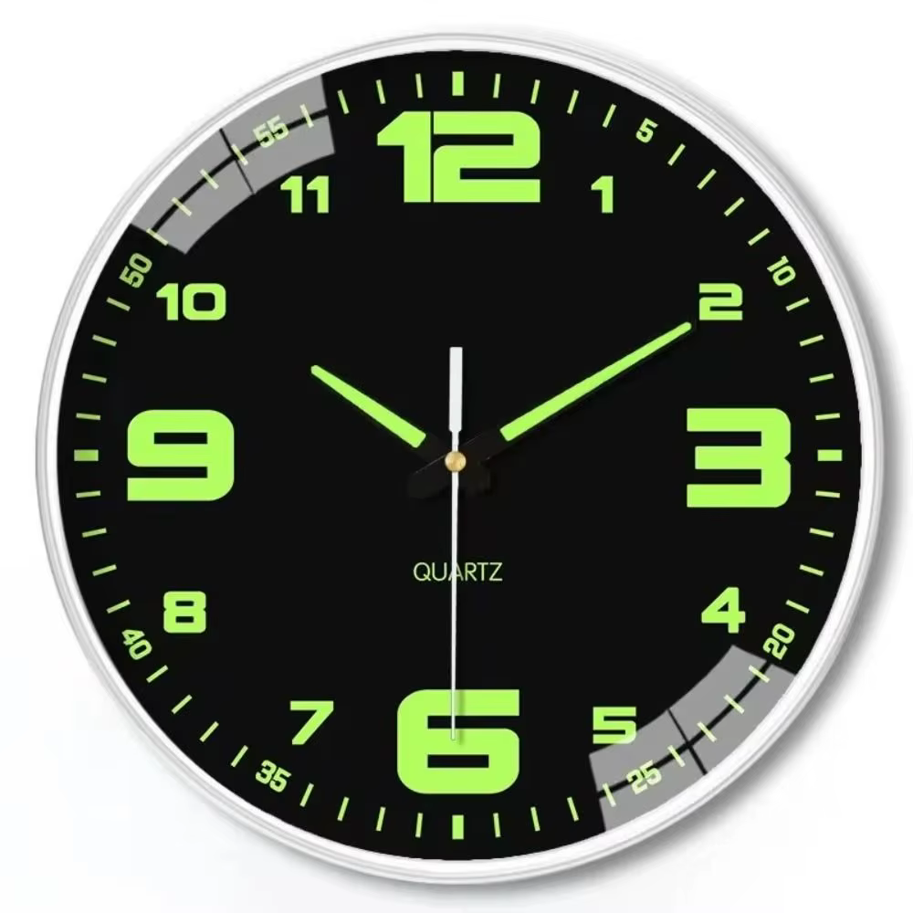 Horloge murale silencieuse à quartz pour la décoration du salon, horloge murale ronde en plastique l
