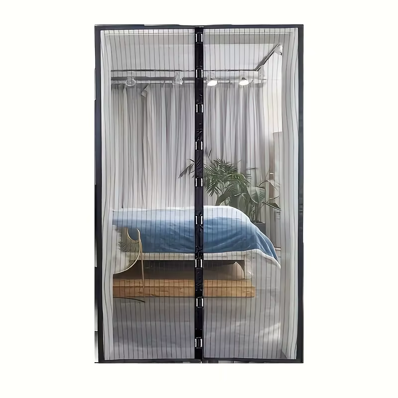 Rideau anti-moustiques magnétique 100 cm x 210 cm - lattes verticales noires et dorées pour maisons,