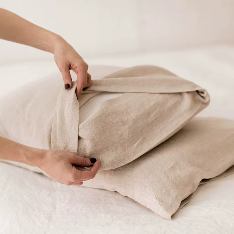 Taies d'oreiller 100% lin pur pour lit, 2 pièces, 48x74cm, couleur unie, enveloppe, décoration confo