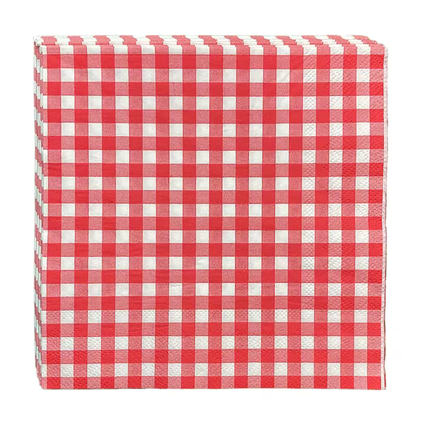 Serviettes en papier vichy pour pique-nique, 3 couches, serviette à carreaux de poulet, barbecue, No