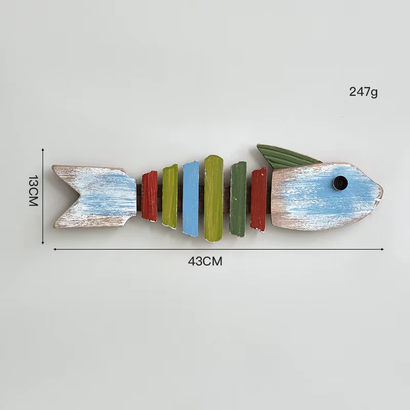 Ornements muraux suspendus en bois de poisson coloré de Style méditerranéen, thème Vintage de plage 