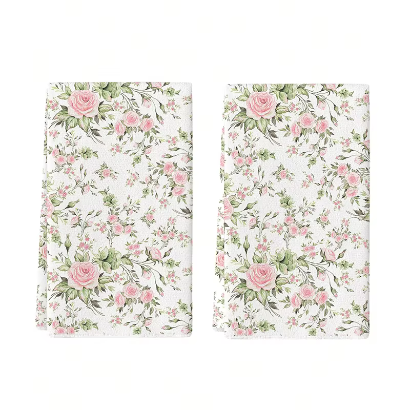 2 pièces, serviettes de cuisine roses romantiques de style français, ensemble de serviettes 40 cm * 