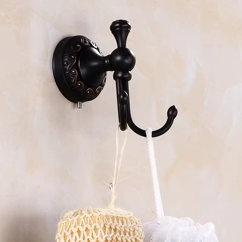 Accessoires de salle de bains, porte-brosse de toilette sculpté ancien noir, ensembles de matériel d