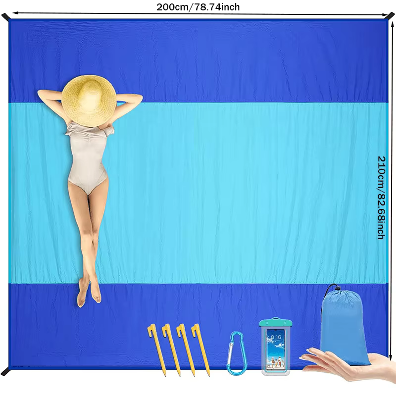 Tapis de pique-nique extra large anti-sable pour 4-5 personnes |   Couverture de plage légère et rés
