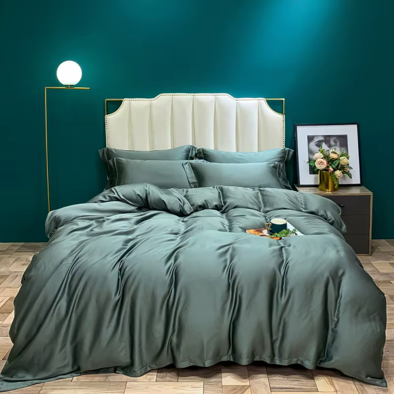 Housse de couette en soie naturelle, couleur unie, literie de haute qualité, simple, Double, Queen, 