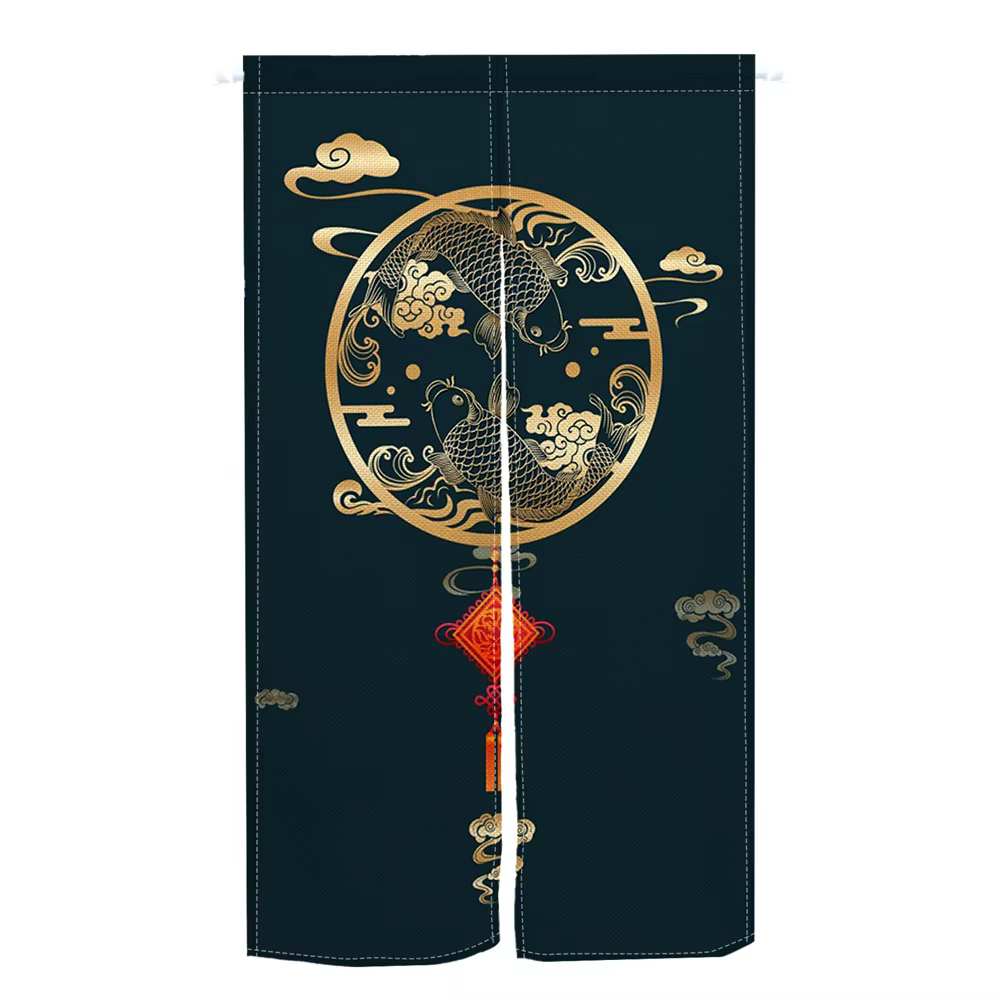 Rideau de porte fendu Koi créatif japonais, demi-rideau suspendu pour entrée de cuisine, rideau Nore