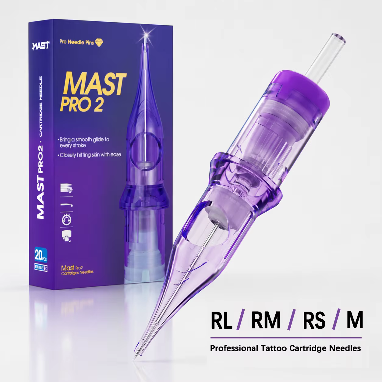 Aiguilles de cartouche de tatouage Mast Pro2, aiguille de maquillage artistique RL/RS/RM/M, 20 pièce