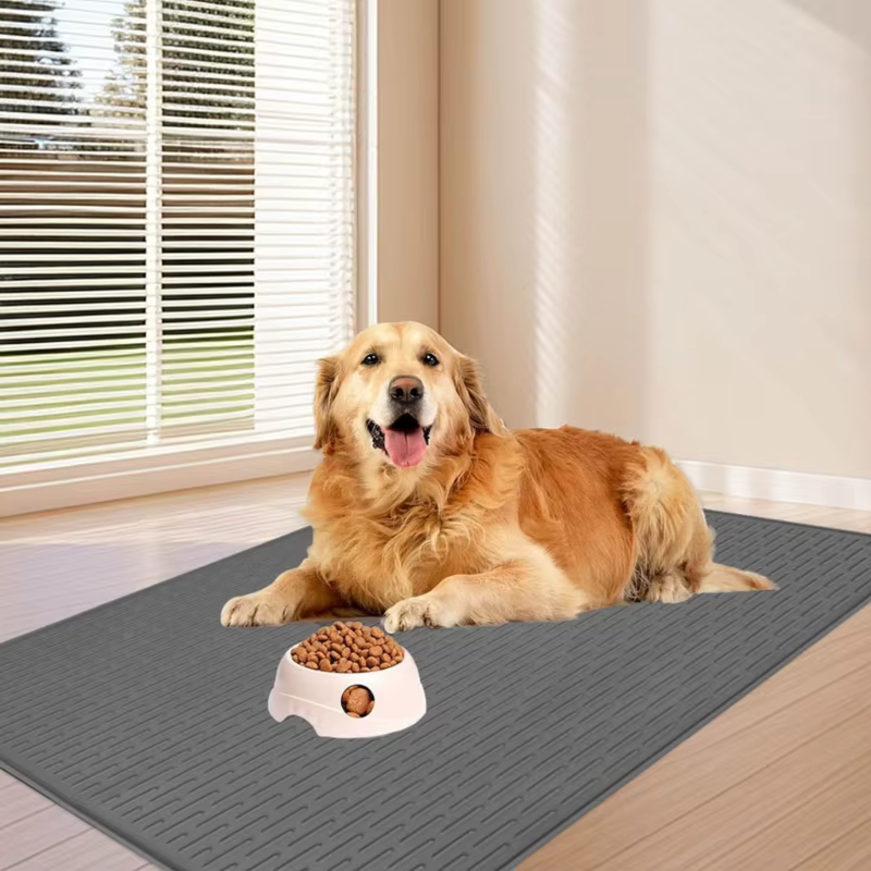 Tapis anti-déversement pour aliments pour animaux compagnie, bordure surélevée, sans glissement, cou