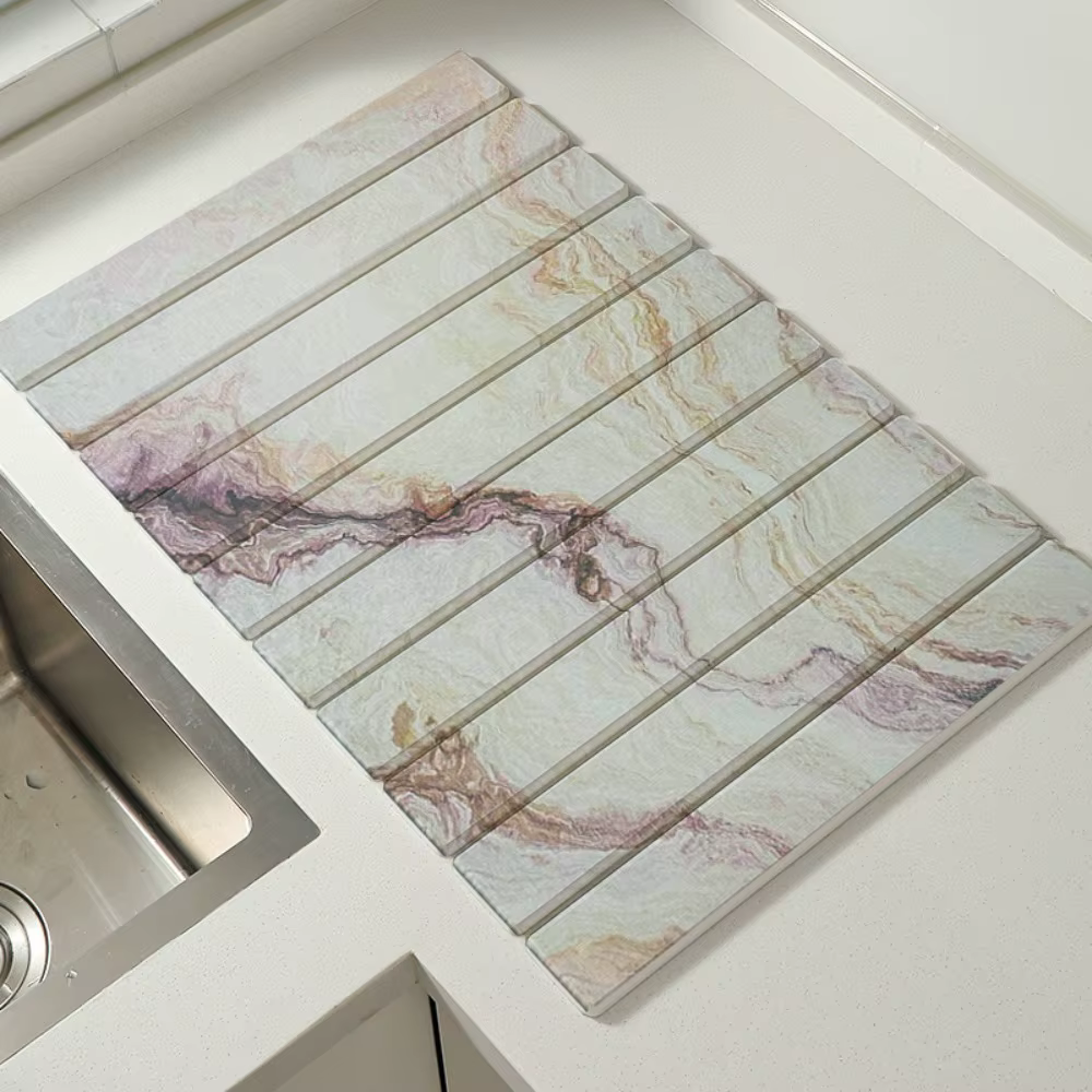 Tapis de séchage de vaisselle en pierre absorbante, fournitures de cuisine, pliable, égouttoir à vai